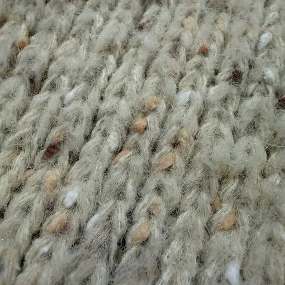 Zara Oversized Chunky Knit Cardigan Sweater Beige Speckled Button Front M-L. - Picture 5 of 7